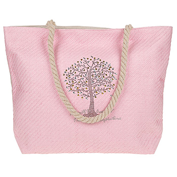 Tree of Life Studded Tote Bag Pink